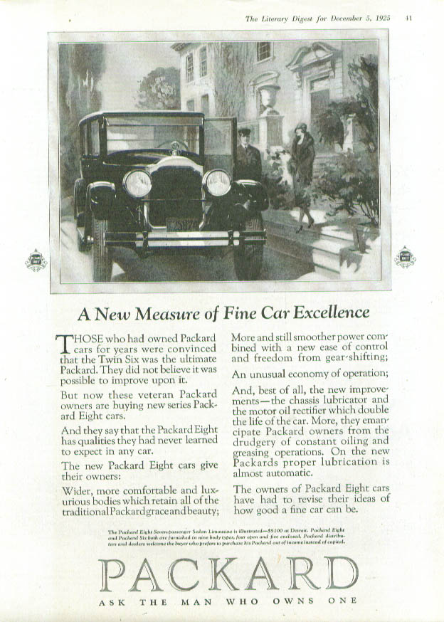 Image for A New Measure of Fine Car Excellence Packard ad 1926