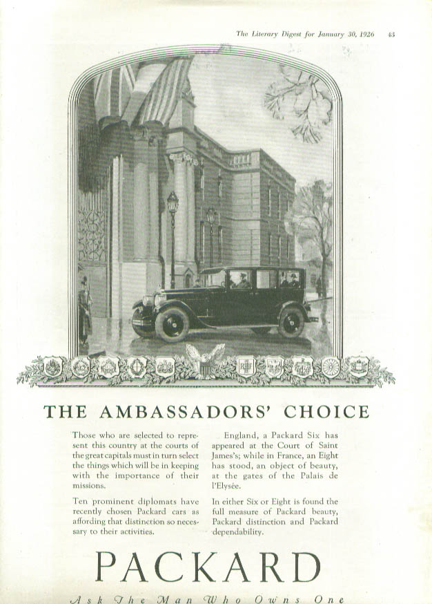 Image for The Ambassador's Choice - Packard ad 1926