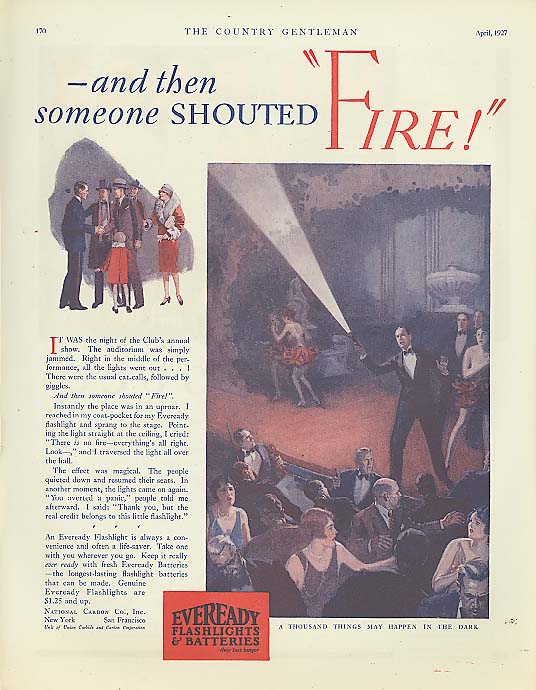 Image for Then someone shouted FIRE! Eveready Flashlight ad 1927