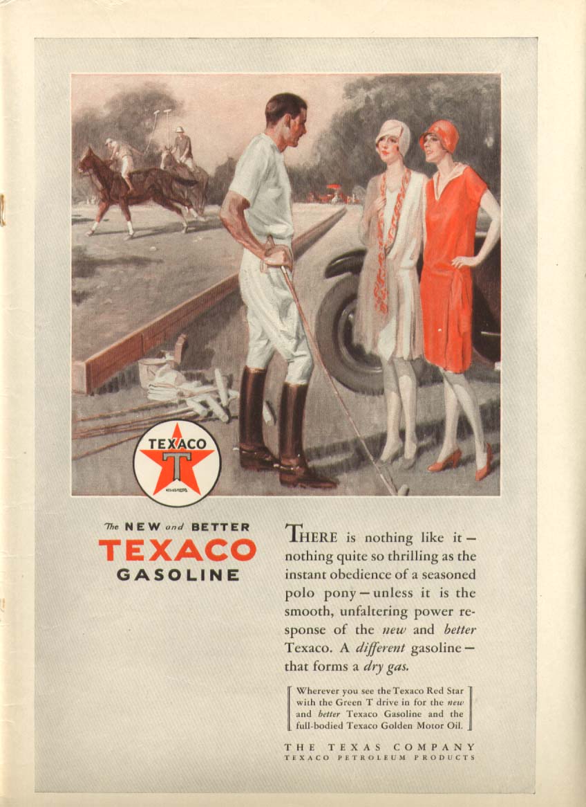 Image for Texaco Gasoline New and Better ad 1928