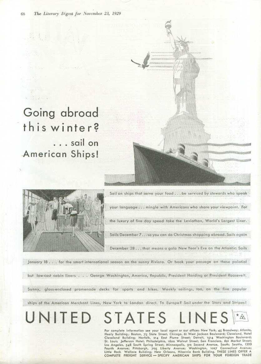 Image for Going abroad this winter? S S Leviathan ad 1929