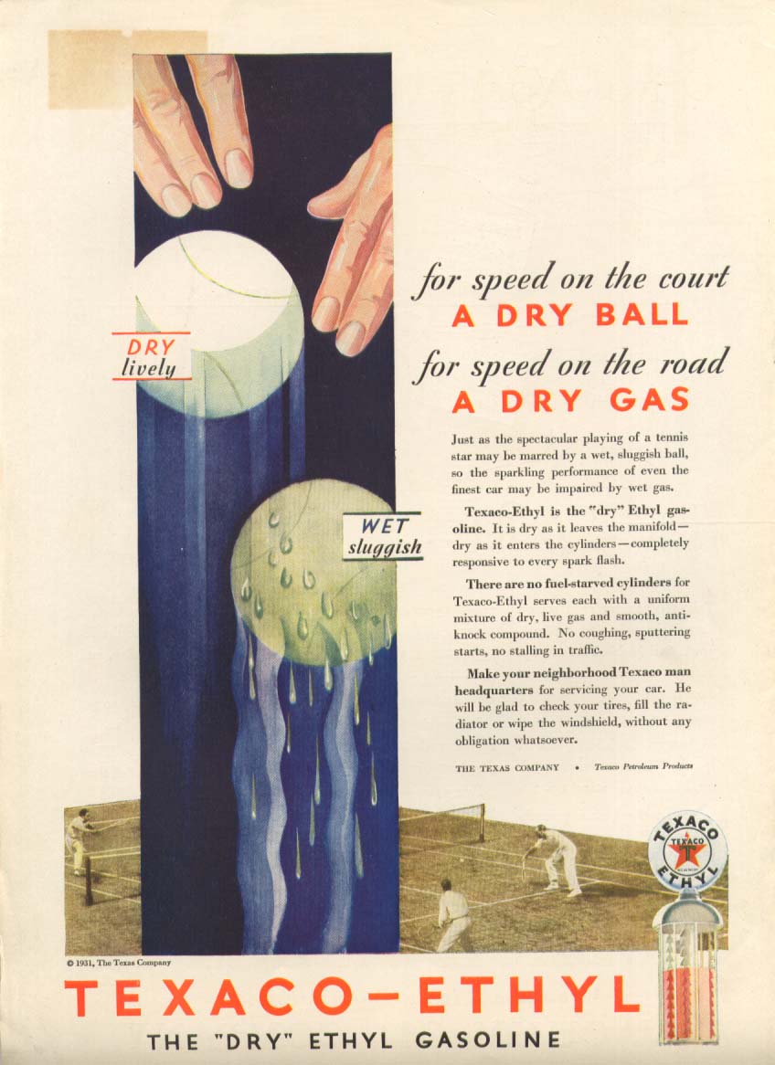 Image for Texaco-Ethyl Dry Ball, Dry Gas ad 1931