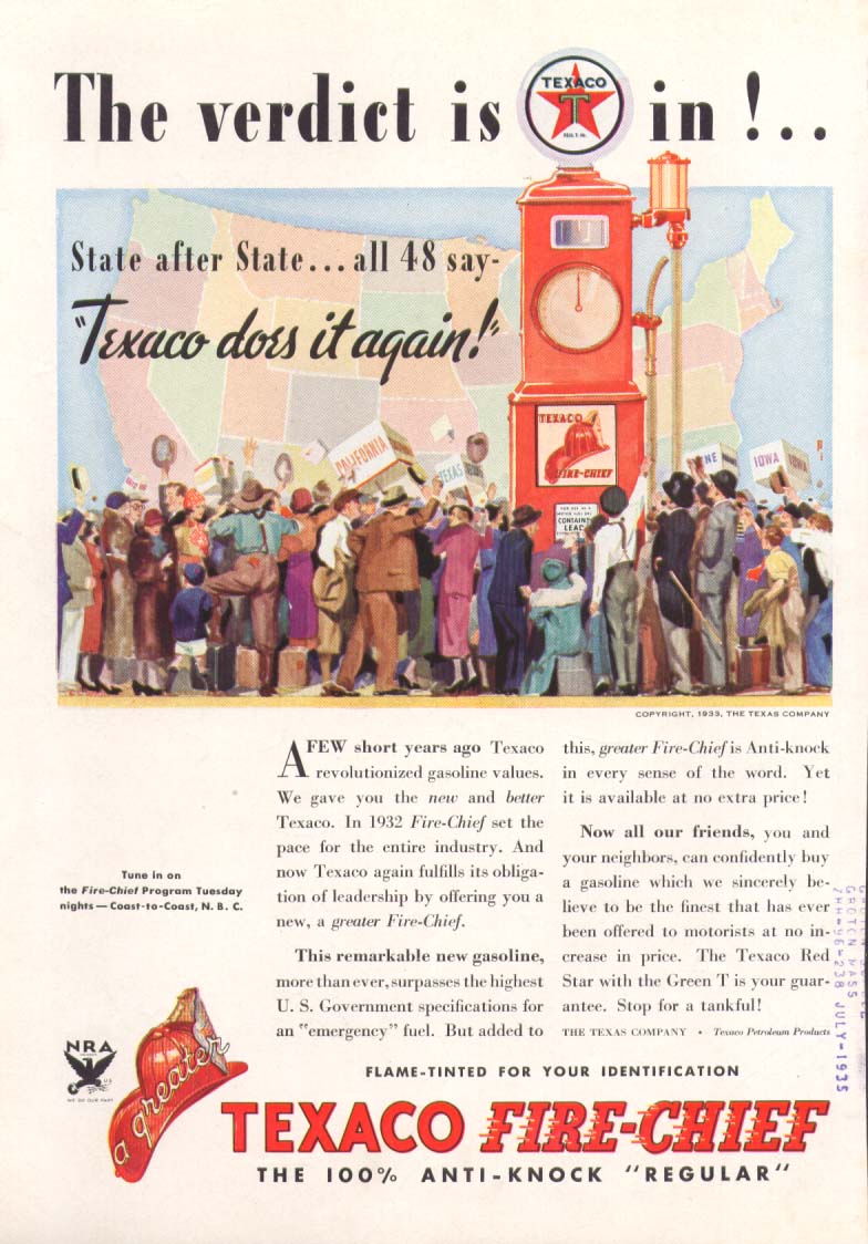 Image for Texaco Fire-Chief The verdict is in! ad 1933