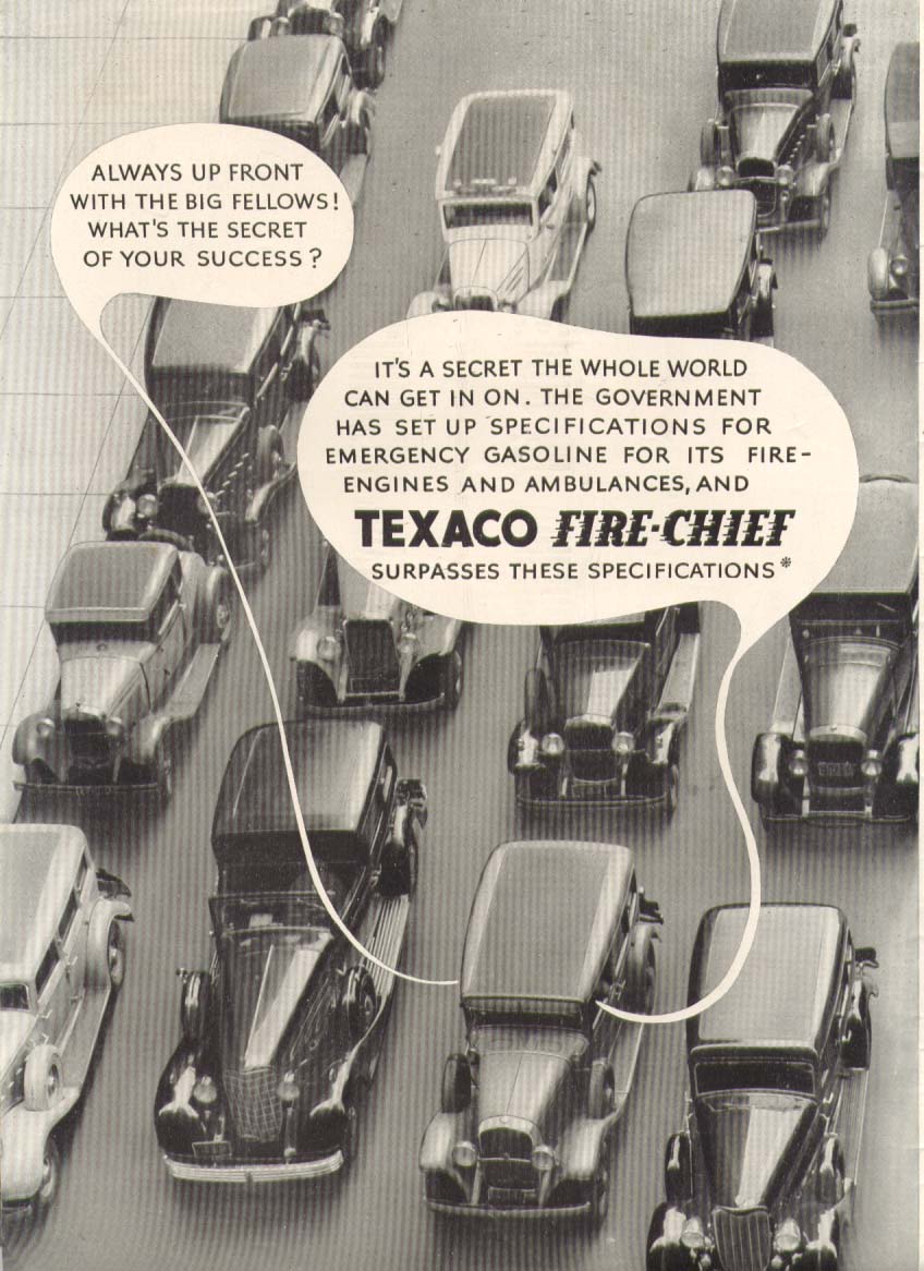 Image for Texaco Fire-Chief up front with the big fellows ad 1935