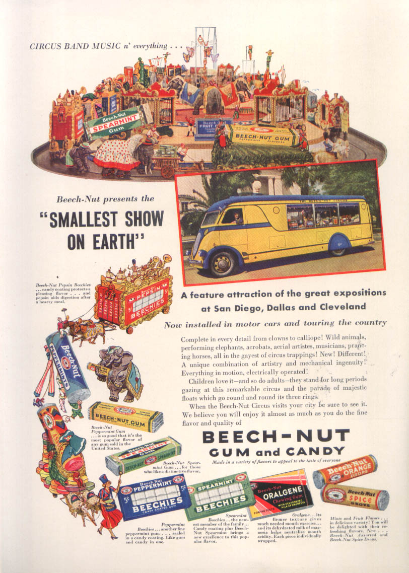 Image for Smallest Show on Earth Beech-Nut Gum & Candy ad 1936