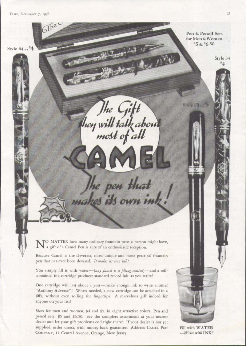 Image for They will talk about most Camel Fountain Pen ad 1936