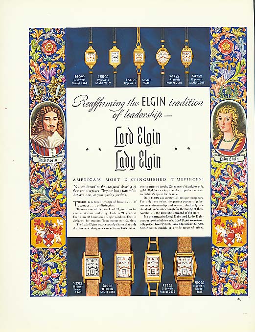 Image for Reaffirming a traditon Lodr & Lady Elgin Watch ad 1937