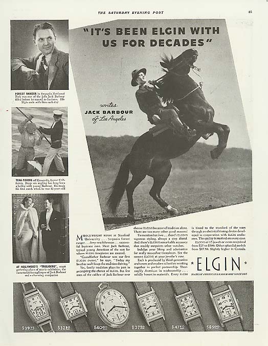 Image for Jack Barbour of Los Angeles for Elgin Watch ad 1937