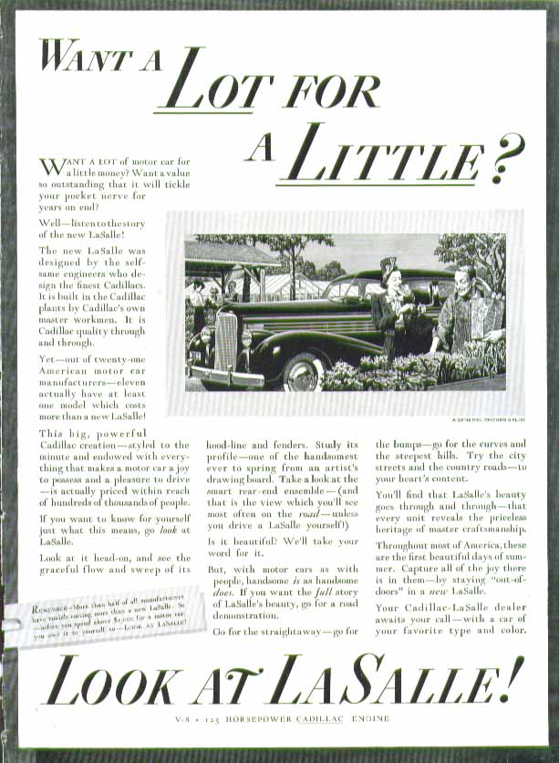 Image for Want a lot for a little? Look at La Salle! Ad 1938 roadside nursery