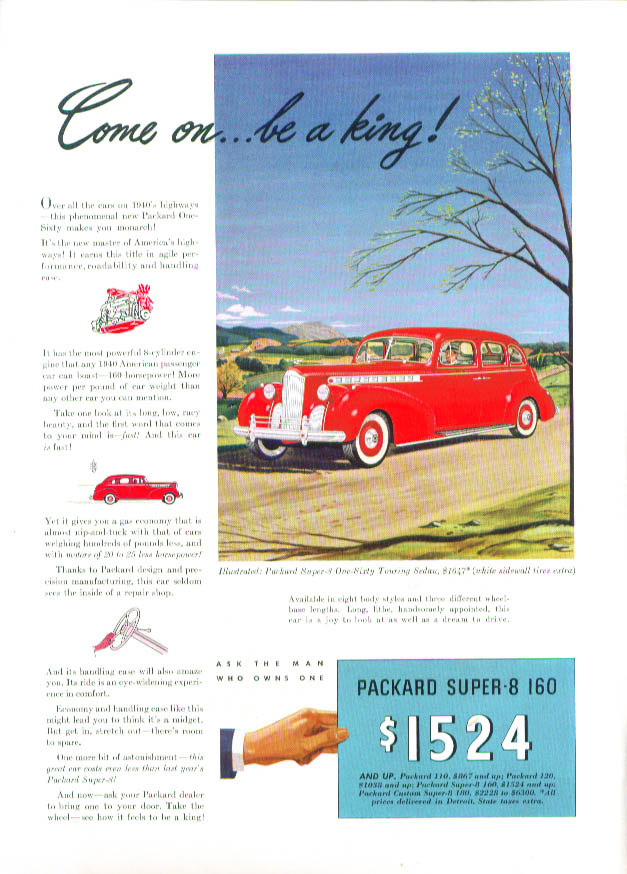 Image for Come on . . . be a king! Packard Super-8 160 ad 1940