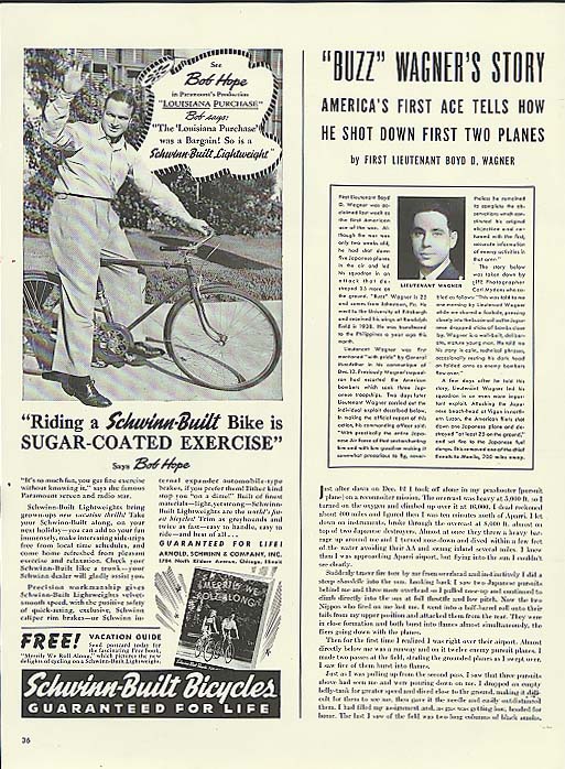 Image for Bob Hope for Schwinn Lightweight bicycle ad 1941