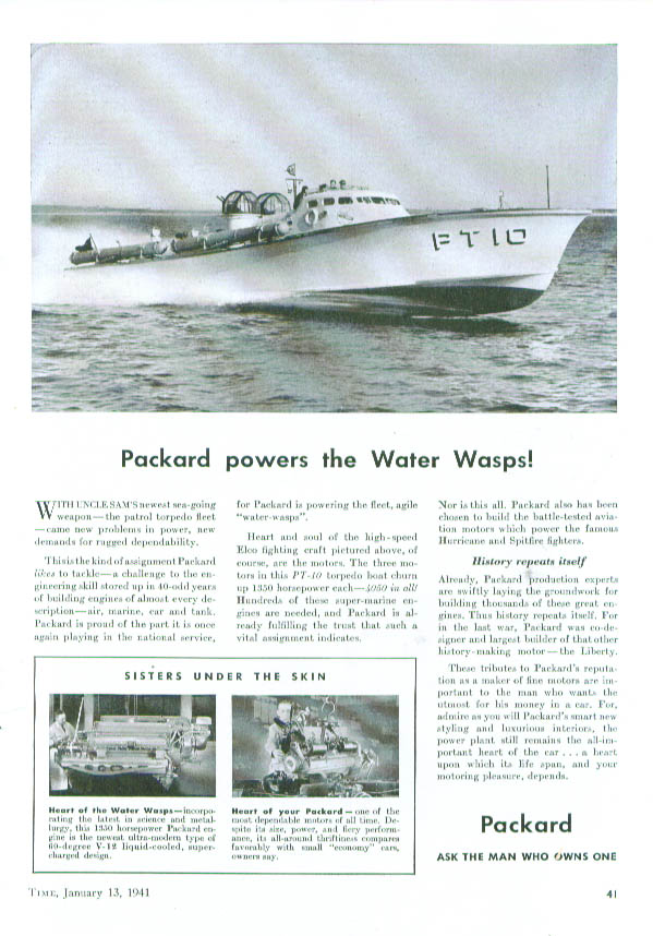 Image for Packard powers the Water Wasps PT boats ad 1941