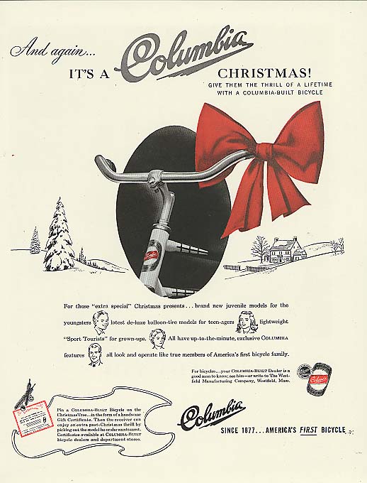 Image for Its a Columbia bicycle for Chrsitmas ad 1946