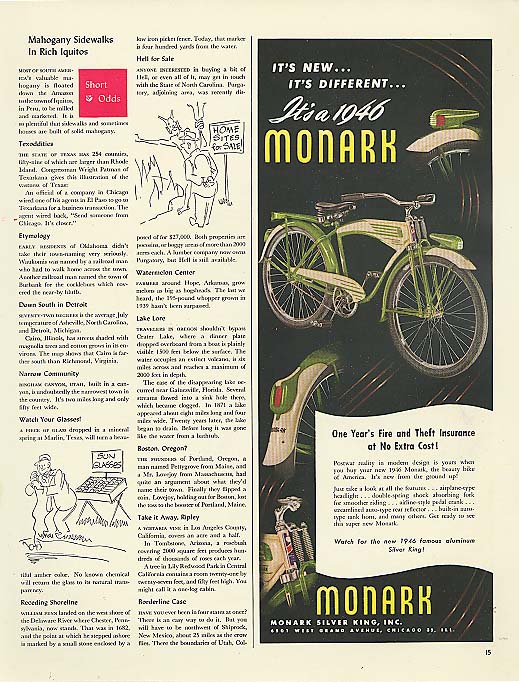 Image for It's New It's Different It's a 1946 Monark bicycle ad