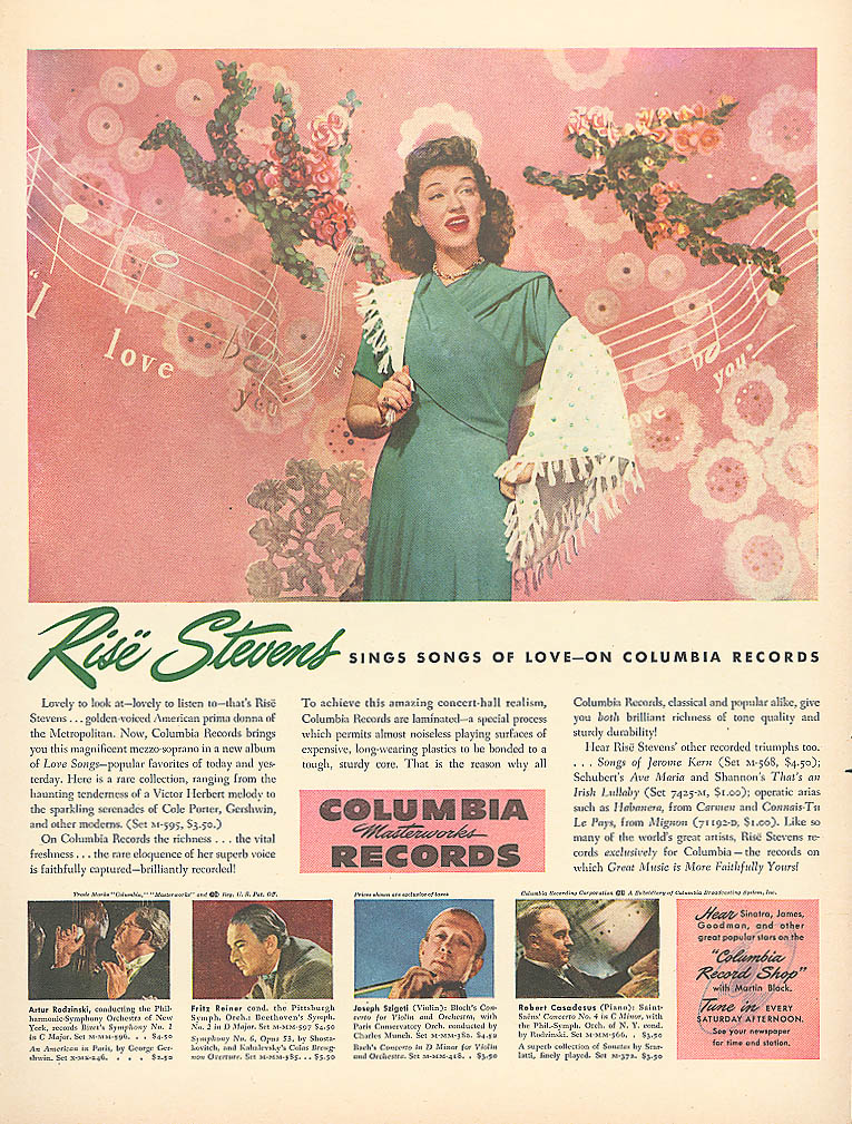 Image for Rise Stevens for Columbia Masterworks Records ad 1946