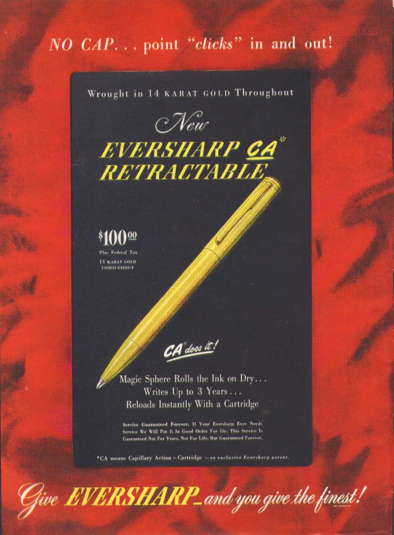 Image for Eversharp CA Retractable ballpoint pen ad 1946