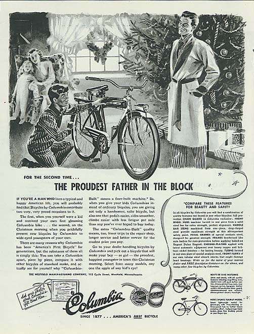 Image for Proudest Father on the Block Columbia bicycle ad 1947