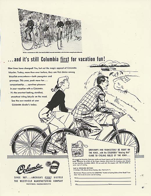 Image for First for vacation fun! Columbia bicycle ad 1947