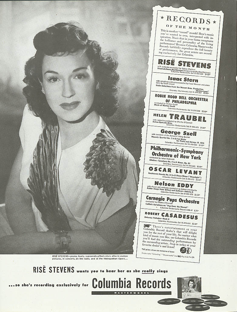 Image for Rise Stevens for Columbia Masterworks Records ad 1947