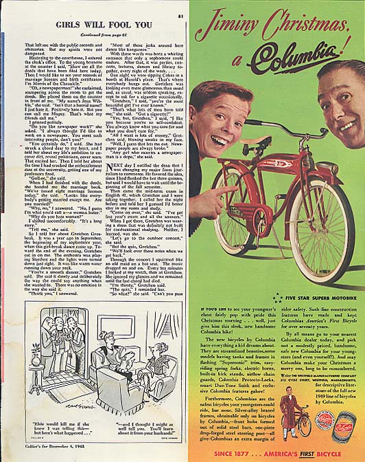 Image for Jiminy Christmas, a Columbia bicycle ad 1949