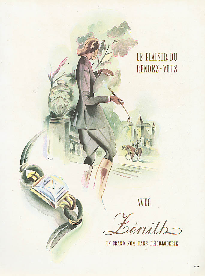 Image for Zenith woman's wristwatch French ad Rendez-Vous 1948