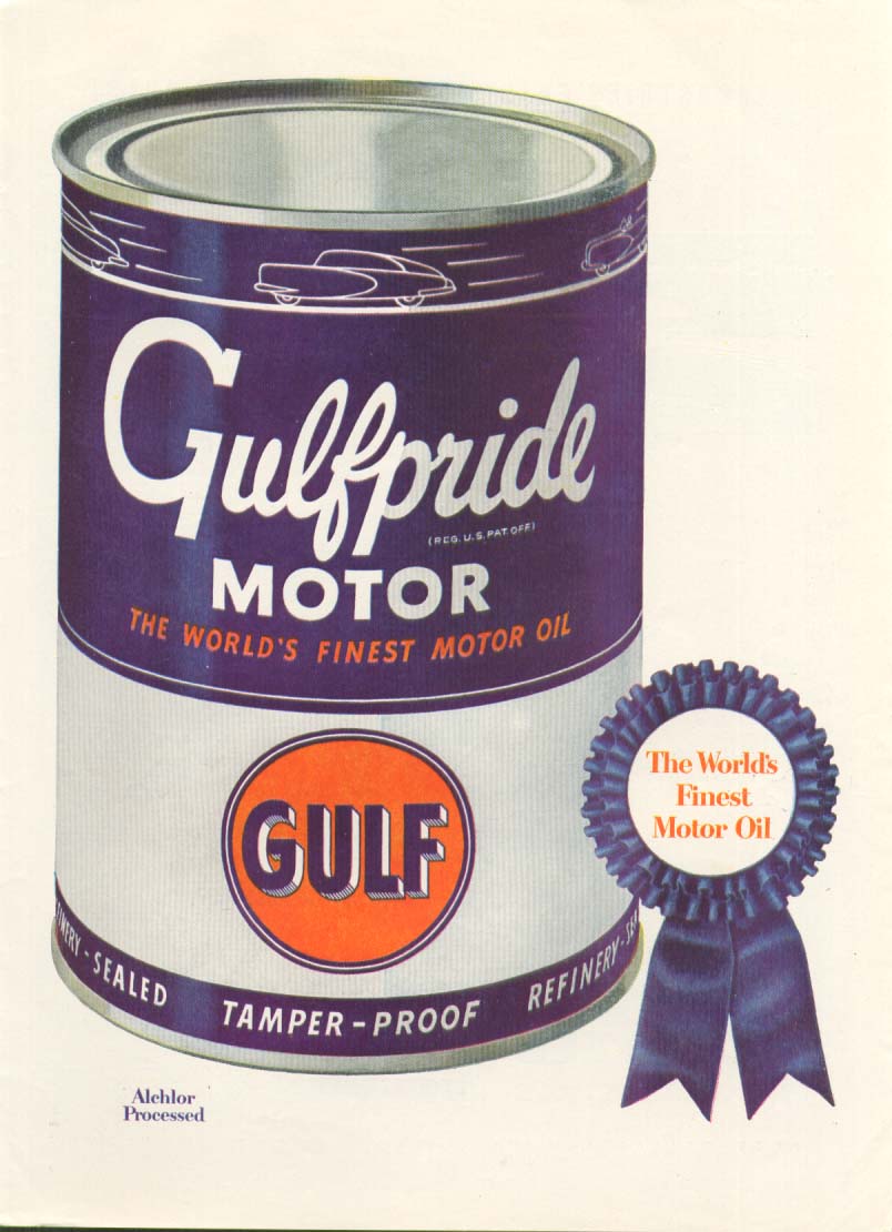 Image for Gulf Gulfpride Motor Oil blue ribbon ad 1949