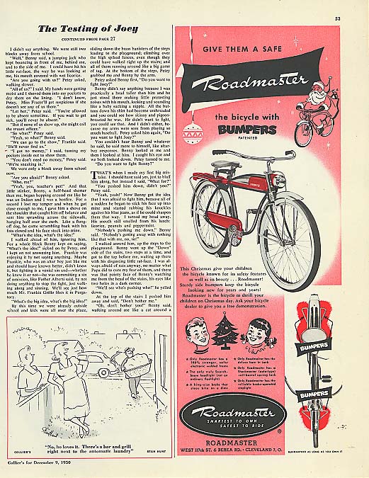 Image for Give them a Roadmaster bicycle with Bumpers ad 1950