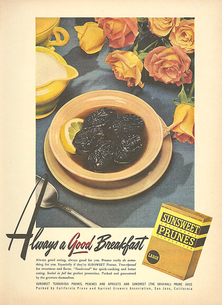 Image for Always a Good Breakfast Sunsweet Prunes ad 1950