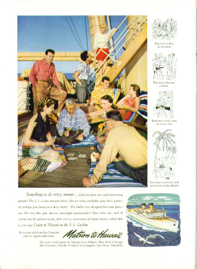 Image for Something to do every minute S S Lurline Matson Lines ad 1951