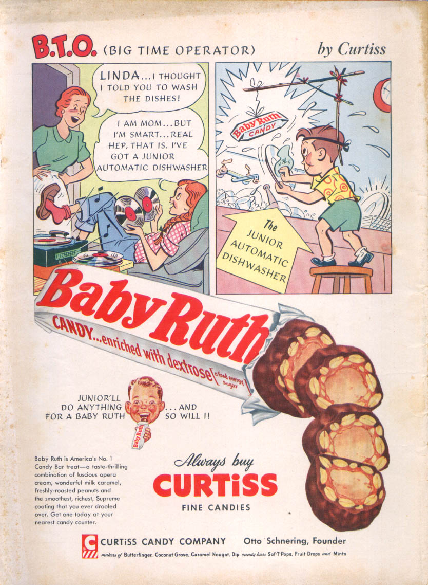 Image for B.T.O Big Time Operator Baby Ruth Candy ad 1954