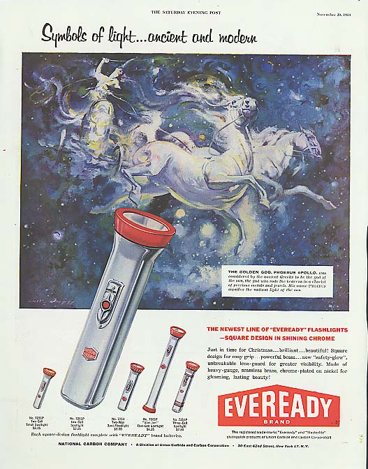 Image for Symbols of light Phoebus Eveready Flashlight ad 1954