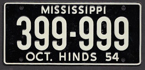 Image for Mississippi Wheaties License Plate 1954