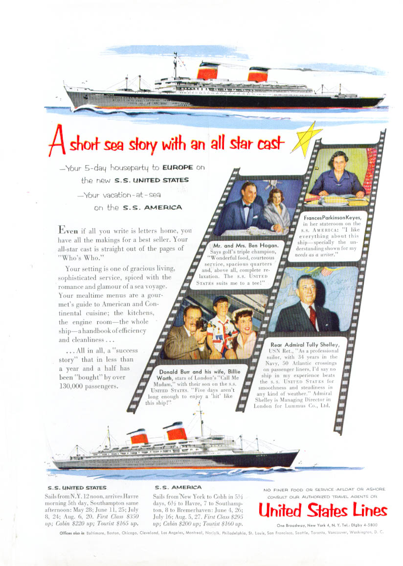 Image for A short sea story . . . S S United States ad 1954