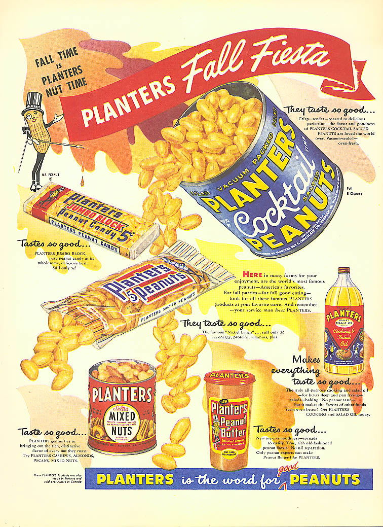 Image for Planters Peanuts Fall Fiesta candy oil ad 1954