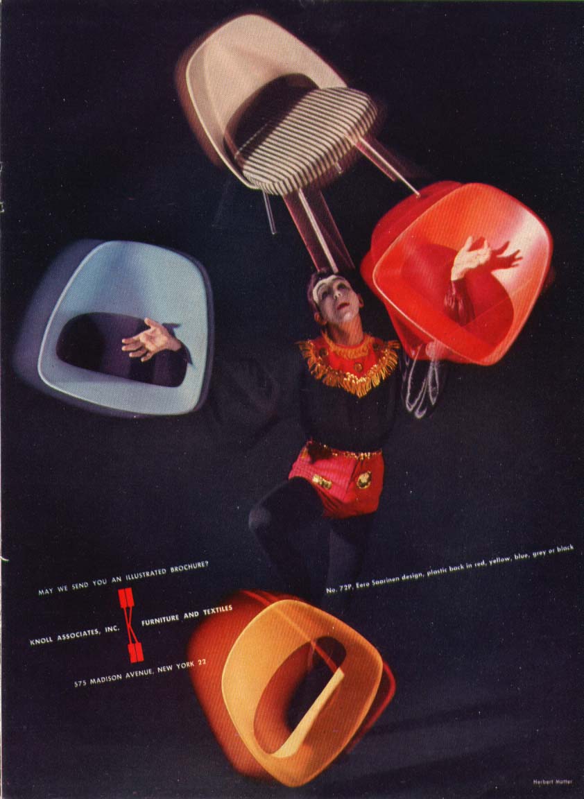 Image for Juggler with Eero Saaranen chairs Knoll ad 1956