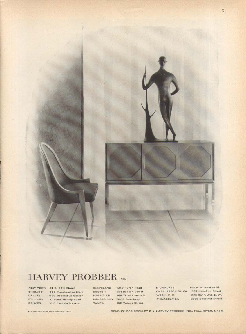 Image for Chair & Sideboard by Harvey Probber ad 1957