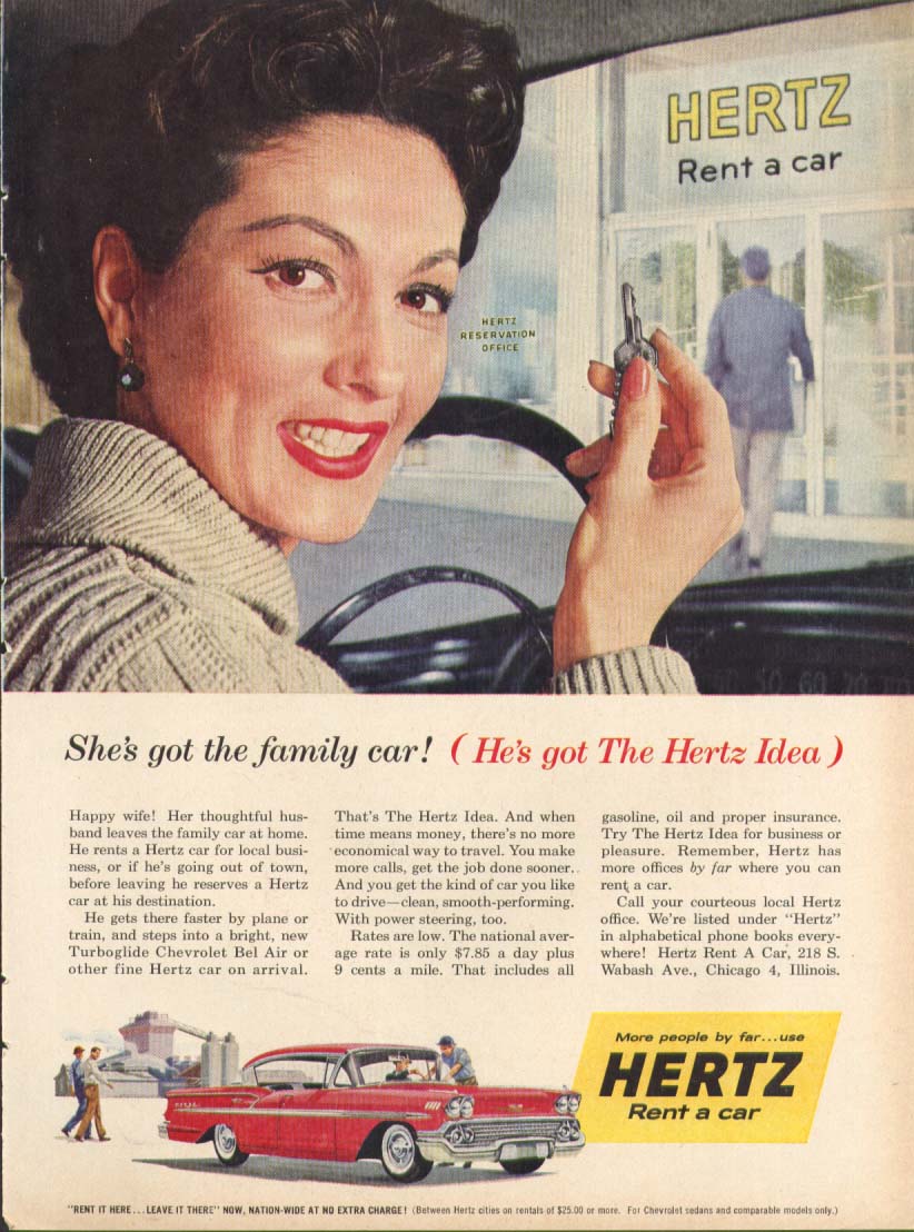 Chevrolet Bel Air Family Car Hertz Idea ad 1958 Time