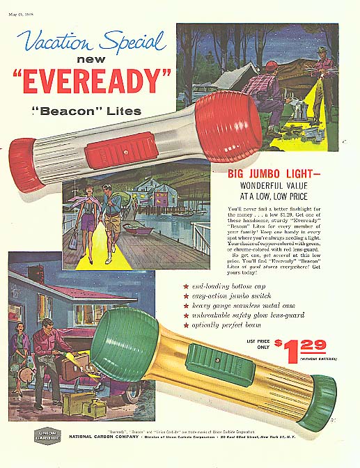 Image for Vacation Special Eveready Beacon flashlight ad 1958