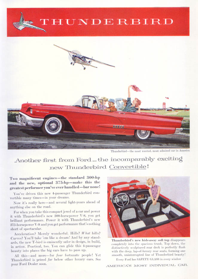 Image for Another first from Thunderbird convertible ad 1958