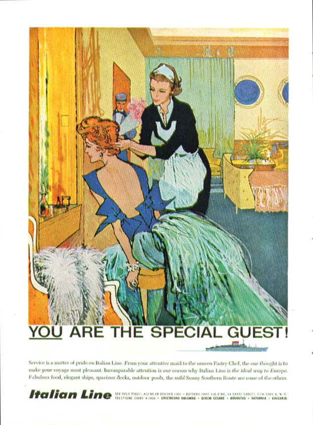 Image for YOU are the special guest! Italian Line ad 1959