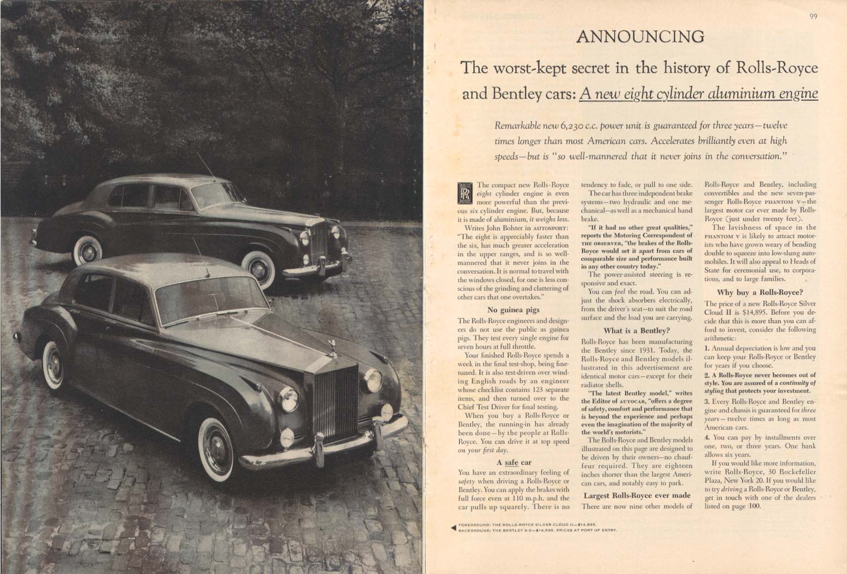 Image for New 8-cylinder aluminum engine Rolls-Royce ad 1959