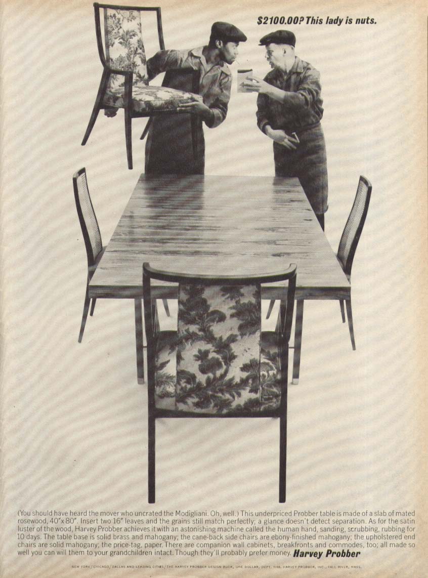 Image for Rosewood Table Mahogany Chairs Harvey Probber ad 19661