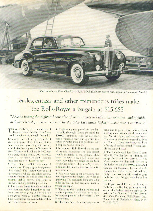 Image for Teazles entasis & other tremendous trifles Rolls-Royce ad 1961