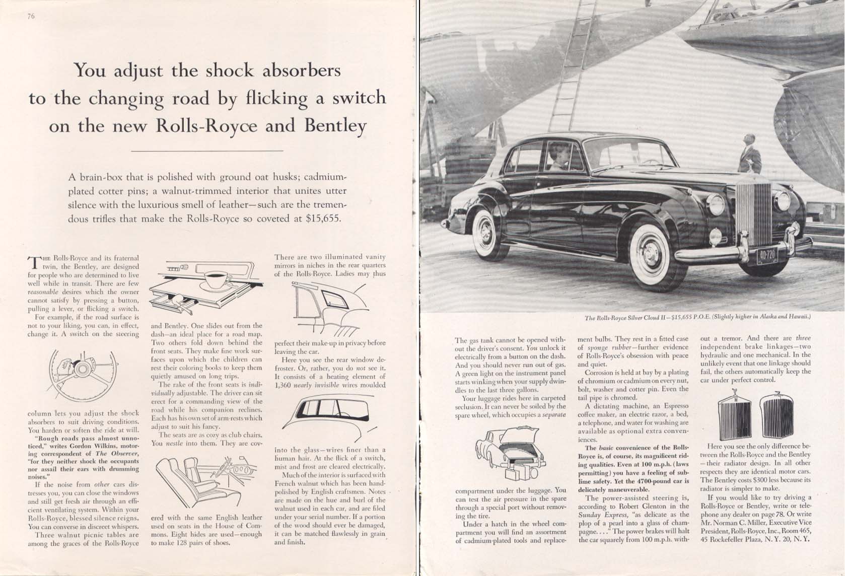 Image for Adjust shock absorbers by flicking Rolls-Royce ad 1962