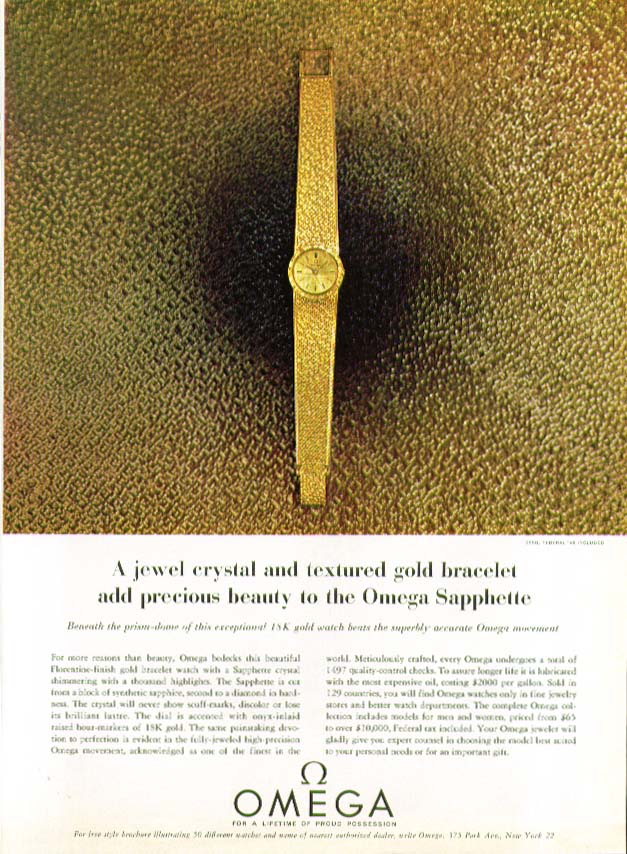 Image for Jewel crystal Omega Sapphette Watch ad 1963