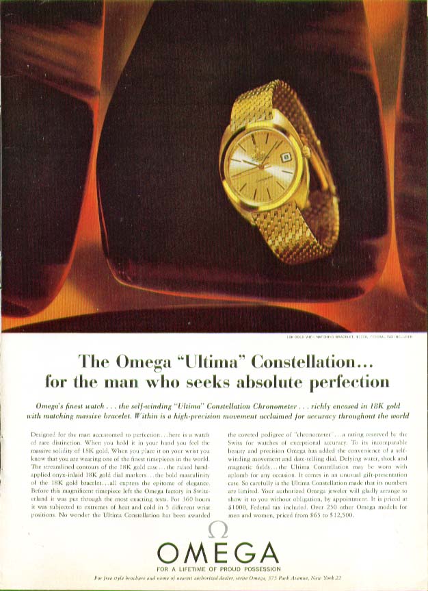 Image for Omega Ultima Constellation Watch perfection ad 1964