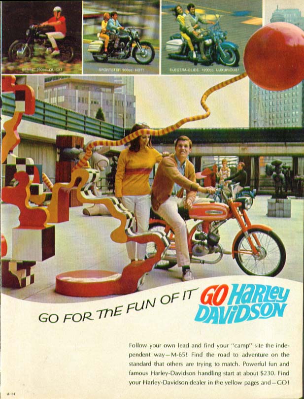 Image for Go for the Fun of it Harley-Davidson M-65 Motorcycle ad 1967