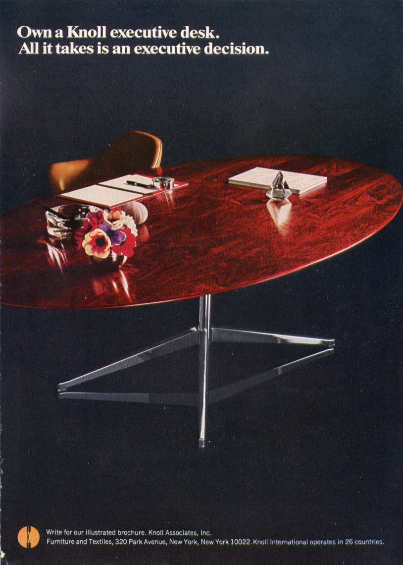 Image for Executive decision + Knoll Executive Desk ad 1967