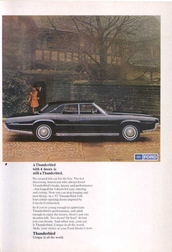 Image for Ford Thunderbird 4 doors discerning Americans ad 1967