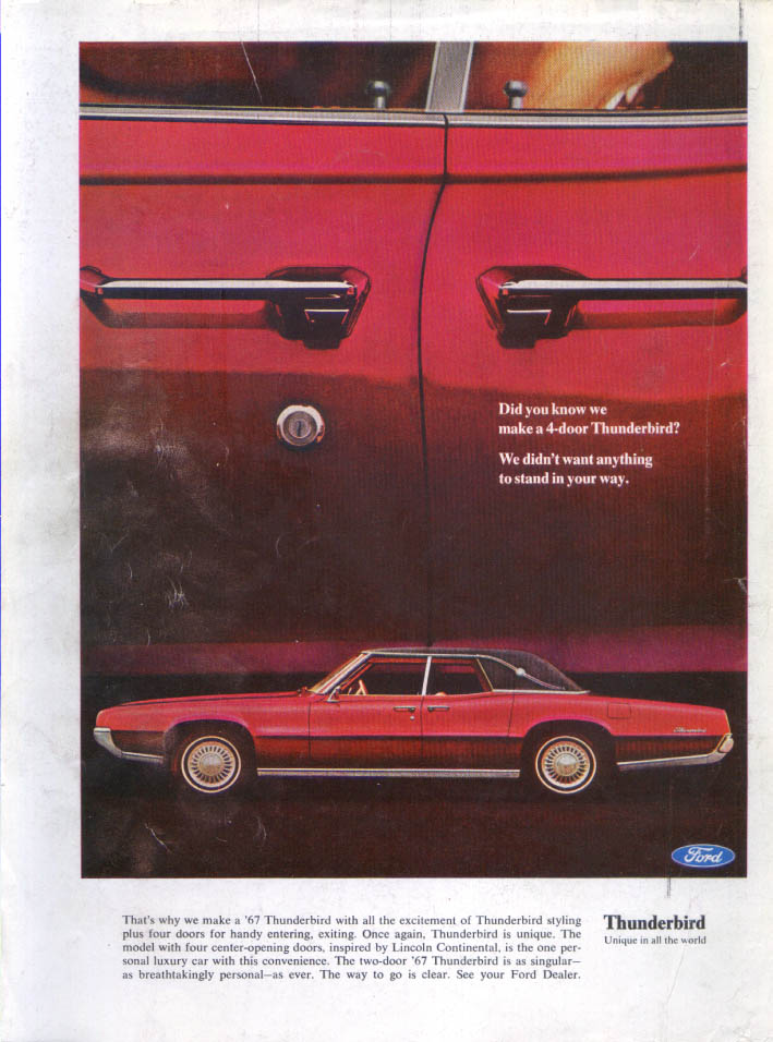 Image for Ford Thunderbird didn't want to stand your way ad 1967